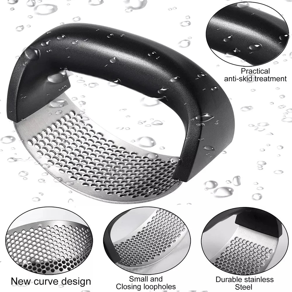 Garlic Press Crusher – Stainless Steel Garlic Mincer | Easy Grip Ginger & Garlic Crusher Tool