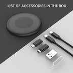 5-in-1 Data USB Charging Cable Storage Box – Multi Cable Kit with SIM Adapter & Ejector Pin