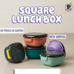 Square Airtight Lunch Box with Spoon – 700ml Leak-Proof Food Storage Container