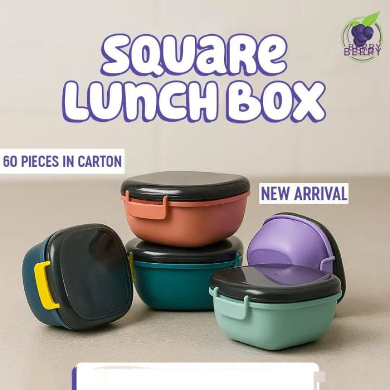 Square Airtight Lunch Box with Spoon – 700ml Leak-Proof Food Storage Container