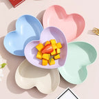 Pack of 10 Heart Shape Plate Set with Stand – Cute Snack & Dessert Plates | Multi-Color Serving Bowls Set