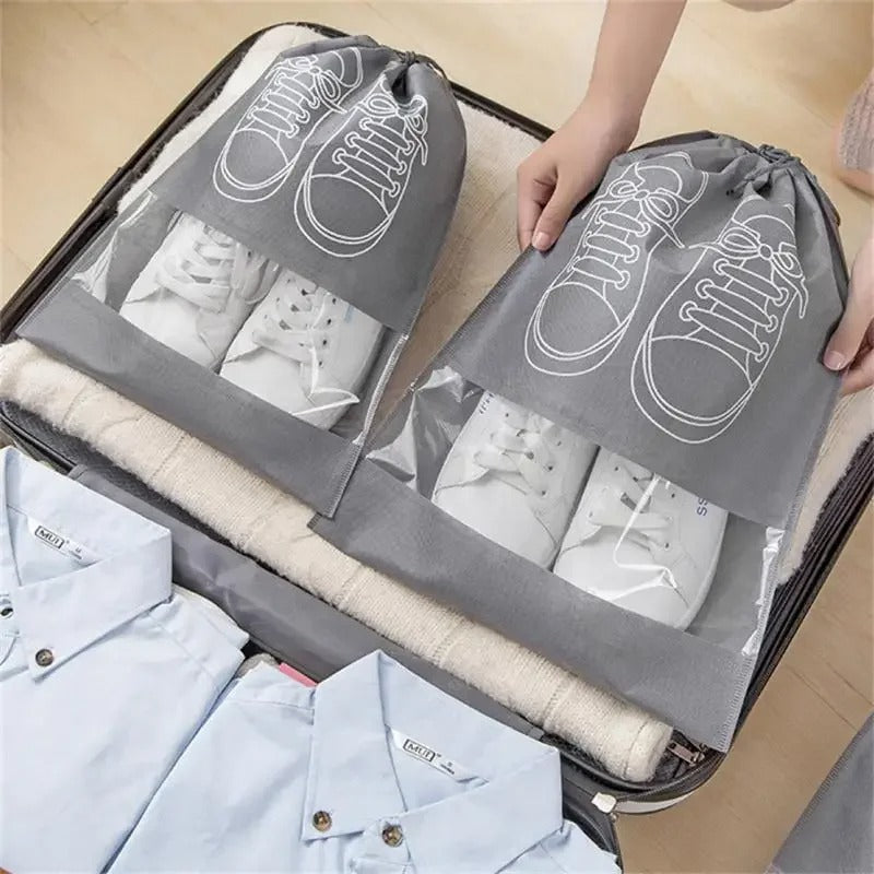 Pack of 3 Non-Printed Shoes Storage Bag – Travel Drawstring Shoe Organizer (Dustproof)