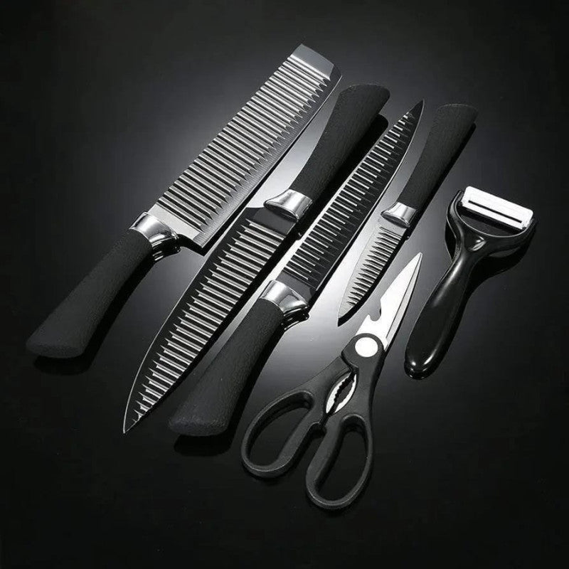6 Pcs Stainless Steel Knife Set – Premium Kitchen Knives with Peeler & Scissors