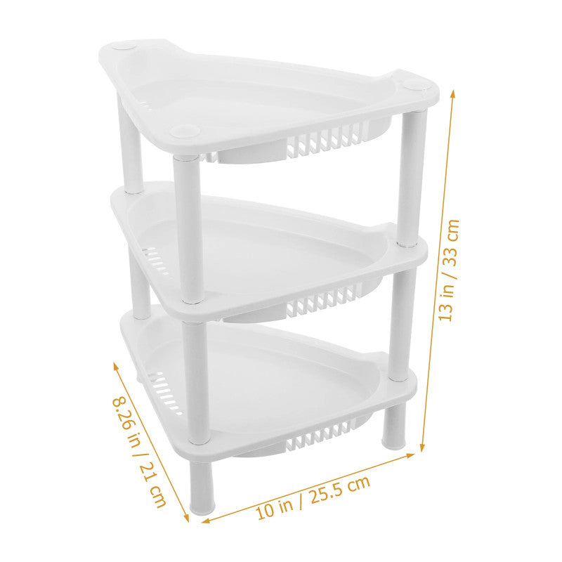 3 Layer Corner Rack – Plastic Kitchen & Bathroom Storage Shelf (Space Saving)