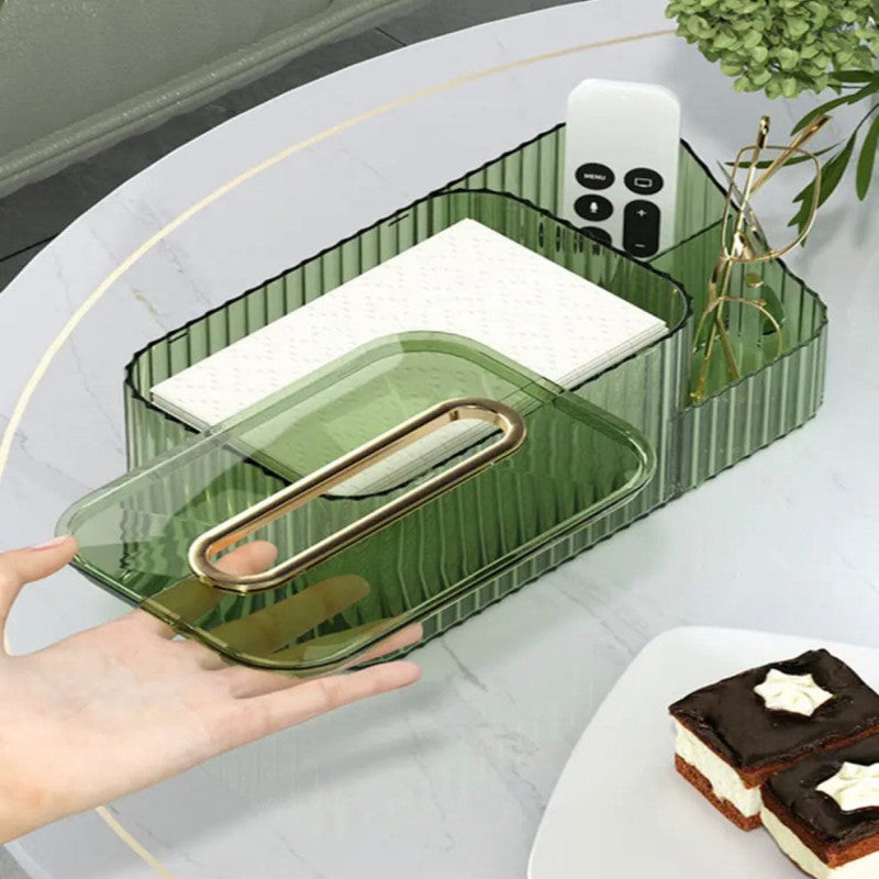 2 in 1 Acrylic Tissue Box Holder – Multifunctional Cosmetic & Tissue Organizer for Vanity & Bathroom