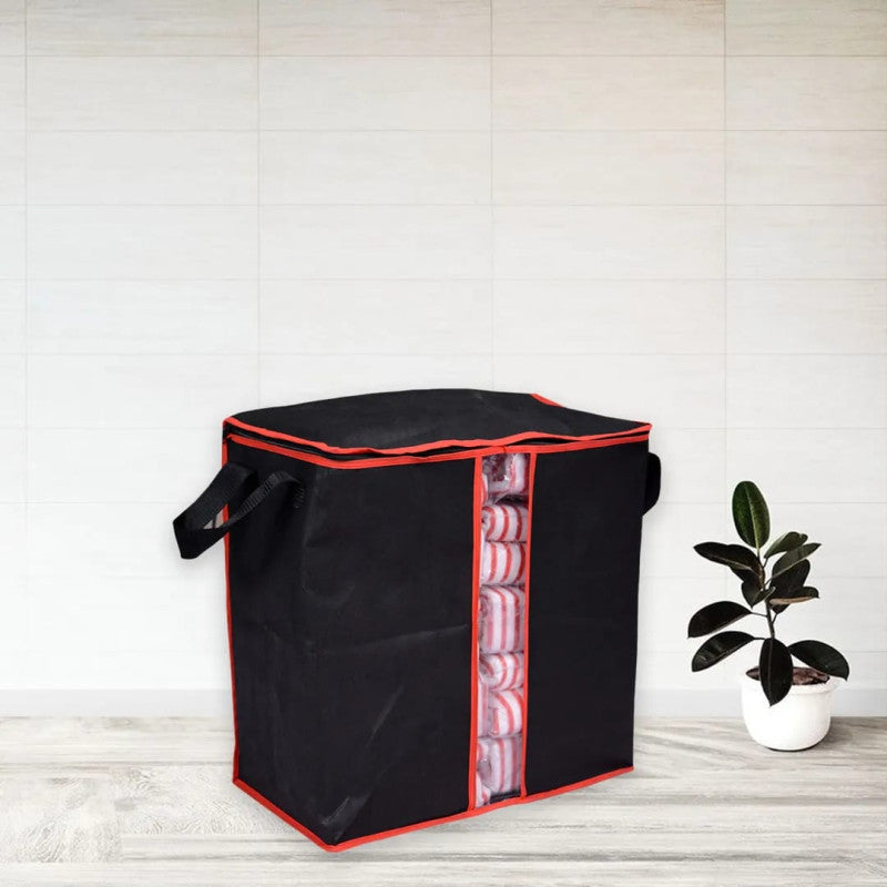 Pack of 4 Storage Bag Closet Organizer Cloth Storage Boxes for Wardrobe Black