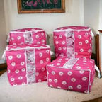 Pack of 2 Floral Large Storage Bag – Multipurpose Clothes & Blanket Organizer