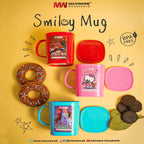 Pack of 2 Smiley Mug with Lid – BPA Free Kids Cartoon Mug (Leak-Resistant Cover)