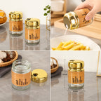 Premium Glass Spice Jar with Golden Lid – Kitchen Seasoning & Storage Container