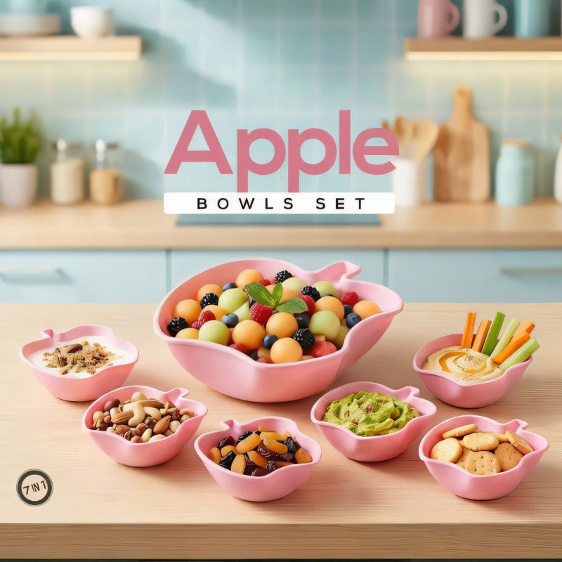 7 Pcs Apple Bowl Set – Stylish Serving Bowls for Fruits, Snacks & Salad