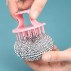 Pack of 2 Mini Palm Cleaning Brush – Stainless Steel Scrubber with Handle | Heavy Duty Dish & Kitchen Cleaning Brush