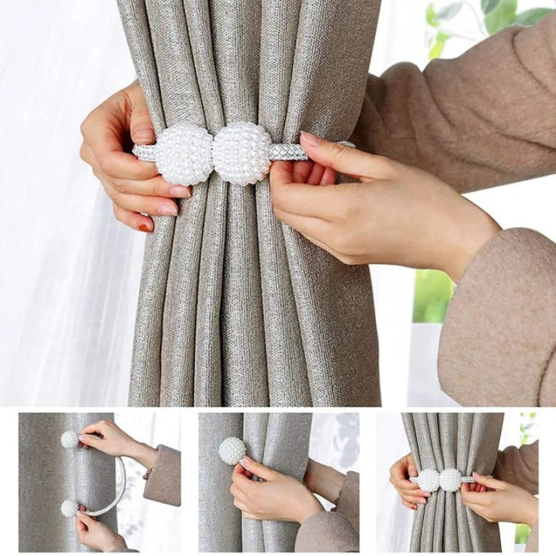 Pearl Magnetic Curtain Clip Curtain Holders Tieback Buckle Clips Hanging Ball ( Pack of 2)