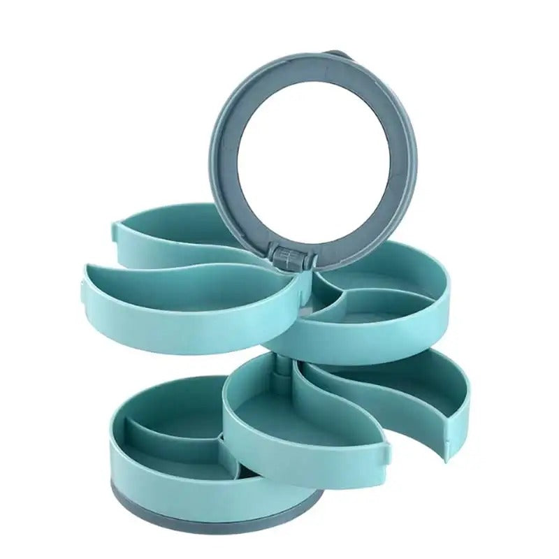 4 Layer Rotating Jewellery Organizer Box with Mirror – Multi-Storage Case