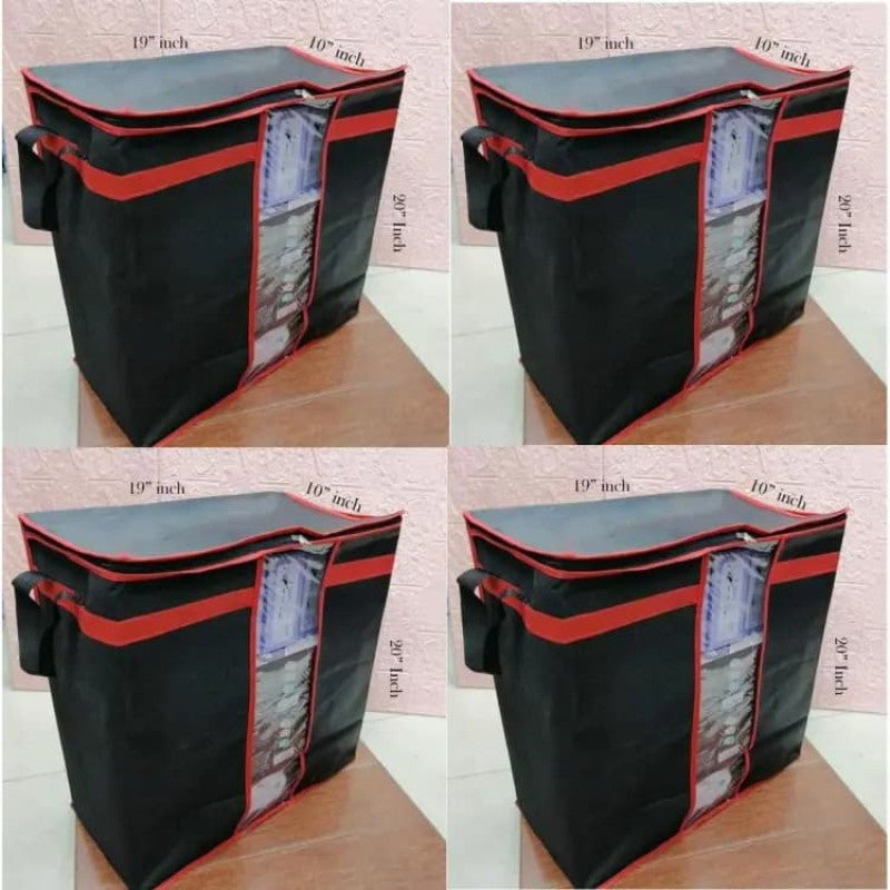 Pack of 4 Storage Bag Closet Organizer Cloth Storage Boxes for Wardrobe Black