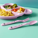 Panda Shape Baby Feeding Set (5pcs) – Kids Divided Plate with Spoon & Fork | Cute BPA Free Dinner Set