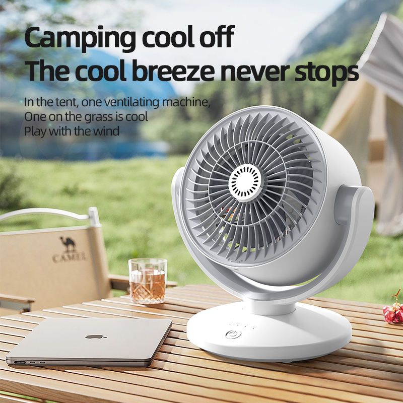 Strong Third-Gear USB Rechargeable Air Circulation Fan – 90° Oscillating Desk Fan