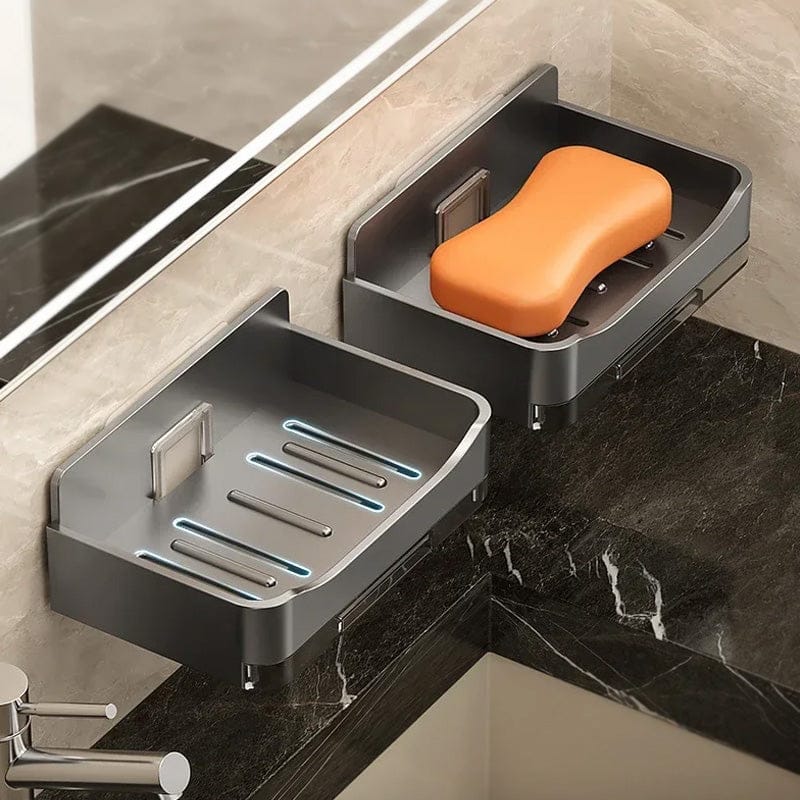 Wall Mounted Soap Holder with Drain Tray – Waterproof Self Adhesive Soap Dish for Bathroom