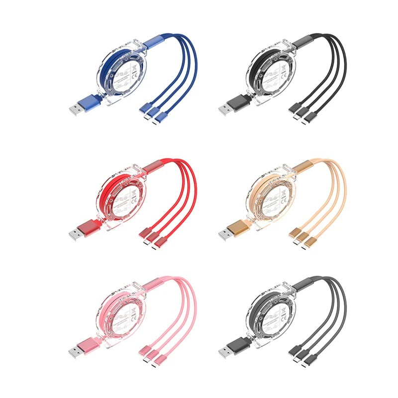 Data Cable 3 In 1 USB Charge for Micro-USB Type C Wire Portable For Fast Charging