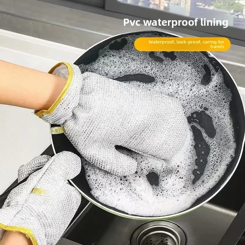 Steel Wire Cleaning Gloves – Heavy Duty Kitchen Scrubber Gloves | Cut Resistant Dishwashing & Cleaning Gloves