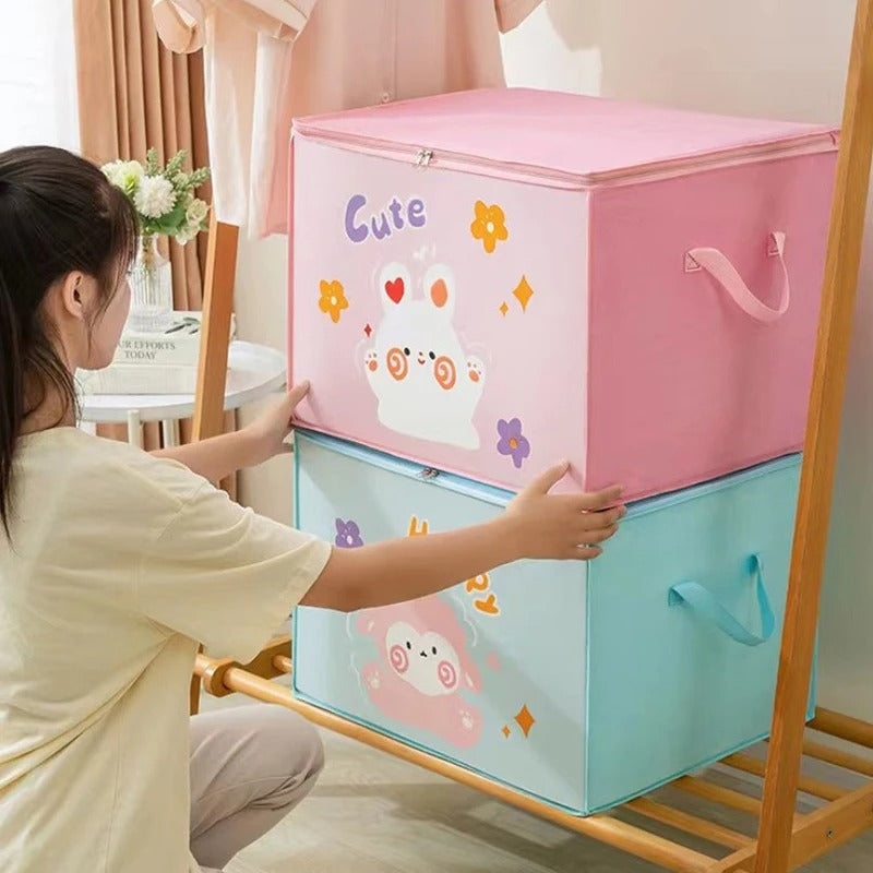 Happy Storage Bag – Foldable Large Capacity Clothes & Blanket Organizer