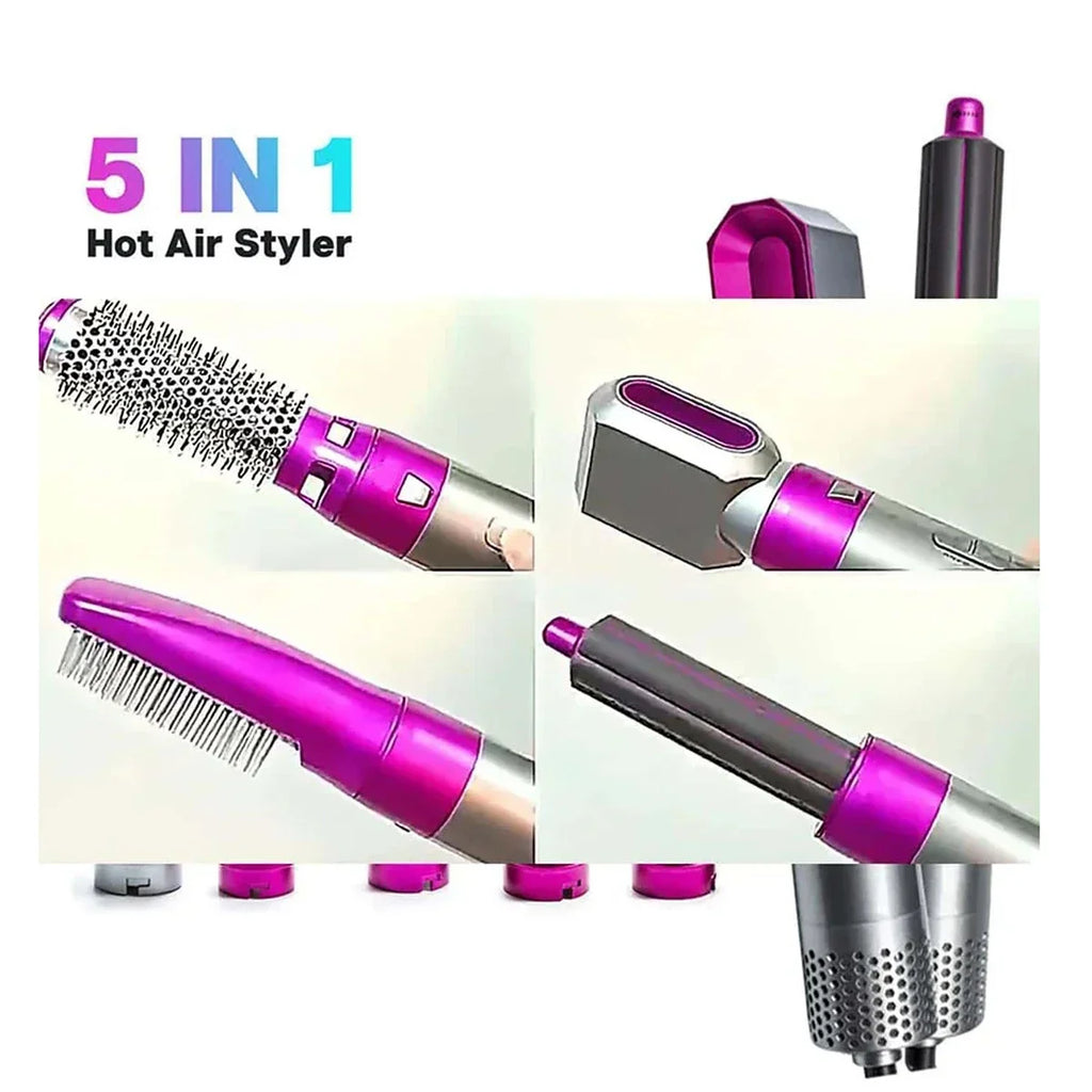 5 in 1 Hot Air Hair Brush – Multi-Function Hair Styler Dryer, Curler & Straightener (Imported China Model)
