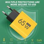 65W GaN Fast Charger – USB A + Type-C Super VOOC Dual Port Adapter