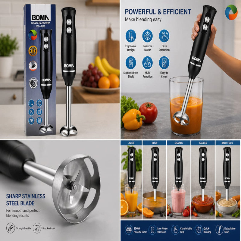 BOMN Hand Blender – Powerful Electric Stick Blender for Juices, Soups & Shakes