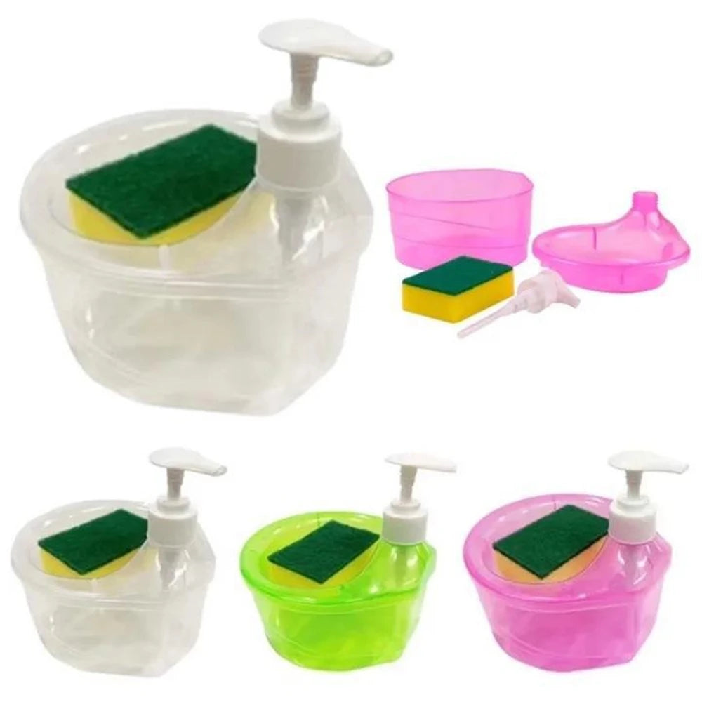 Multi-purpose liquid soap dispenser bowl with built-in sponge holder