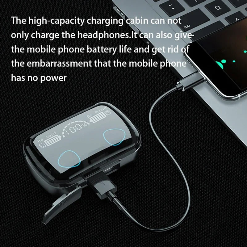 M10 Waterproof Bluetooth Wireless Headset with LED Display + Power Bank