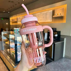 Portable Straw Tumbler – Cute Handle Cup with Straw (Leakproof & Reusable)