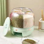 Rotatable Airtight Rice Dispenser with 6-Portion Storage - Waterproof & Moisture-Proof Kitchen Storage Solution