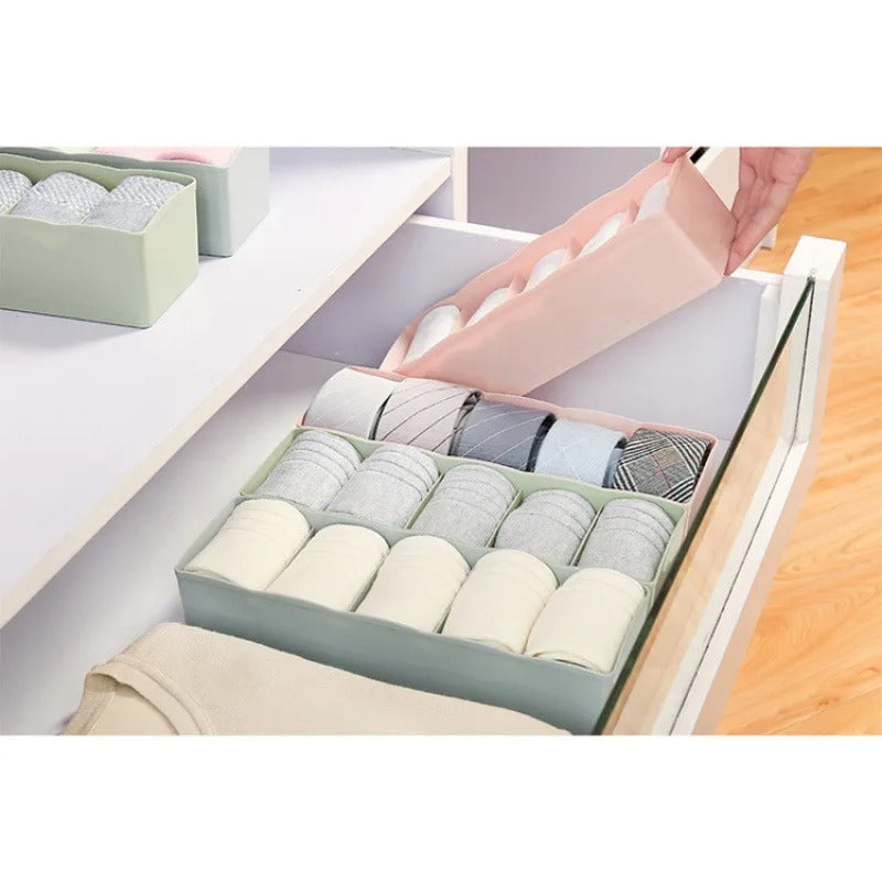 Pack of 2 (5) Grid Drawer Organizer – Multi-Compartment Clothes Storage Box