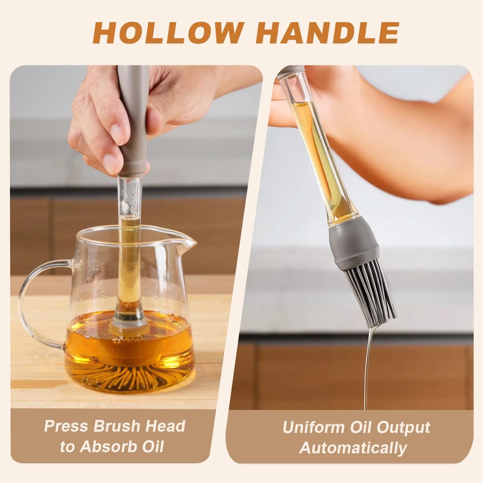 Oil Push Silicone Brush – BBQ Oil Dispenser Brush for Cooking & Baking