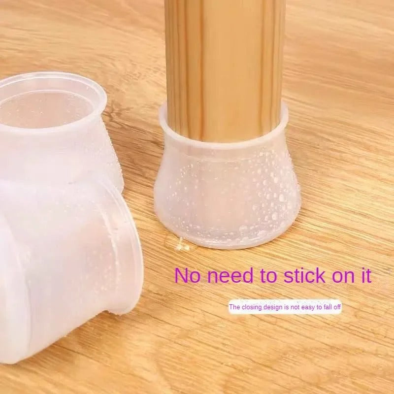 4 Pcs Silicone Chair Leg Protectors With Felt Pads