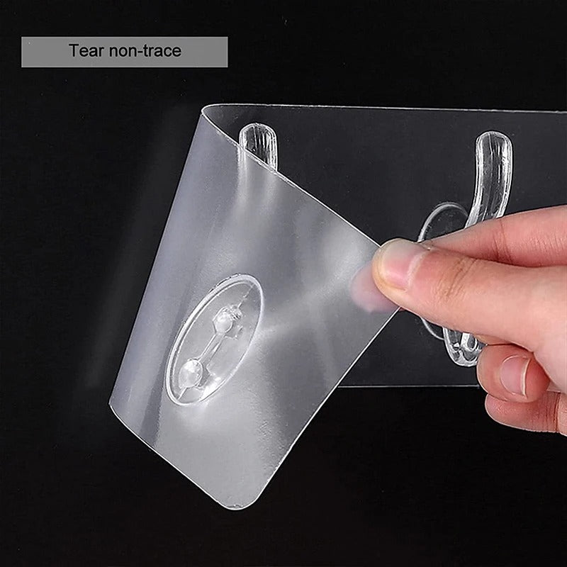 Pack of 2 Crystal Hook Patti – Transparent Wall Hook Strip | Strong Adhesive Multi Hook Hanger