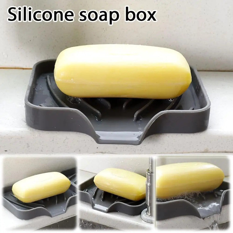 Silicone Soap Dish with Drain – Self Draining Soap Holder for Bathroom & Kitchen