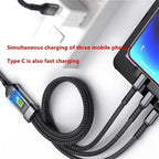 3-in-1 Fast Charging Cable 100W – Multi USB Cable with LED Display (Type-C, Lightning, Micro USB)
