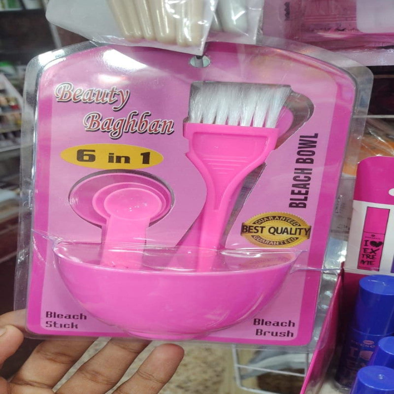 6-in-1 Bleach Bowl Set – Complete Hair Dye & Facial Mixing Kit with Brush, Spoon & Tools