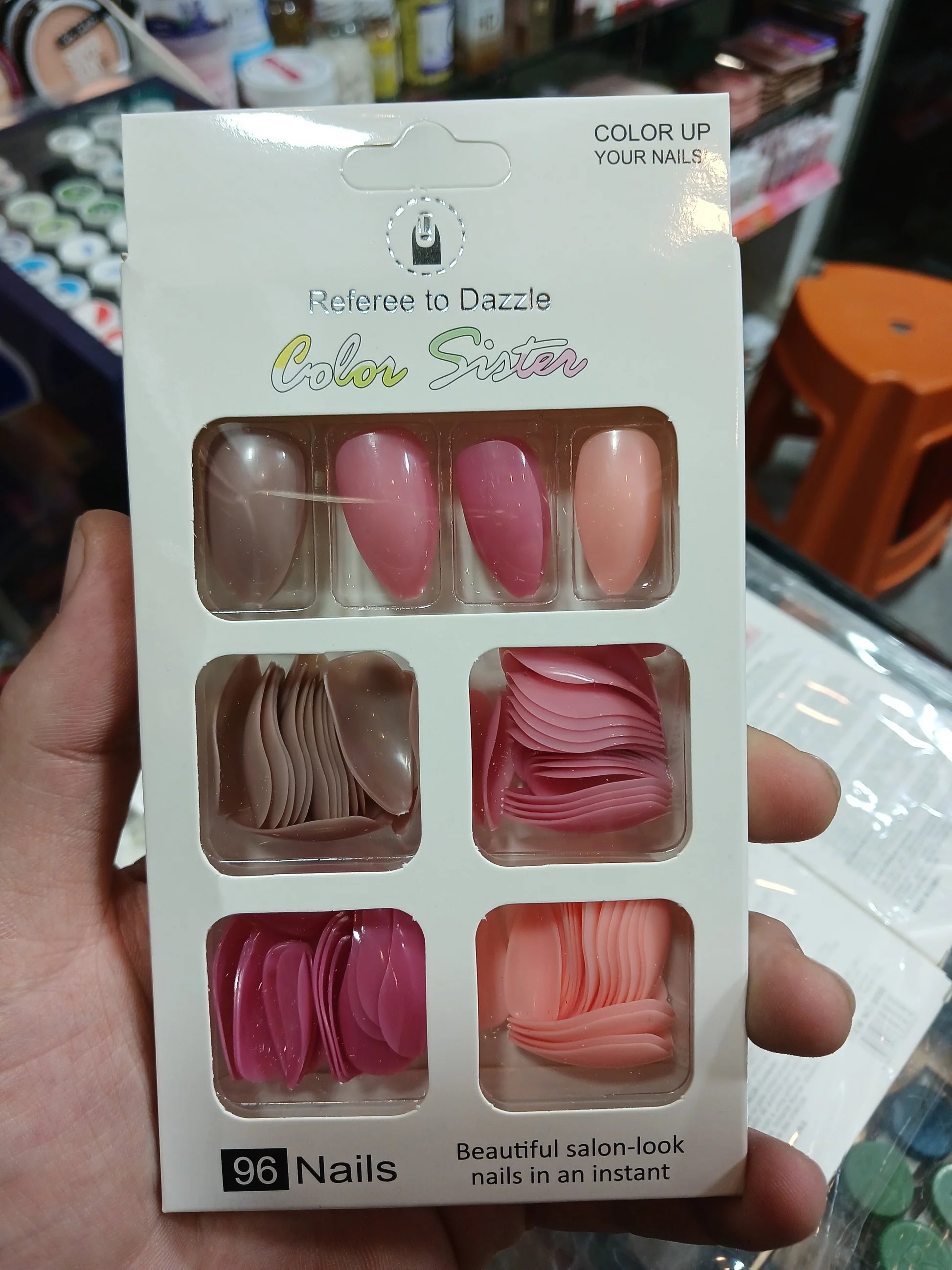 96pcs Press-On Nails Set – Color Sister Artificial Nails Box