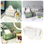 2 in 1 Acrylic Tissue Box Holder – Multifunctional Cosmetic & Tissue Organizer for Vanity & Bathroom