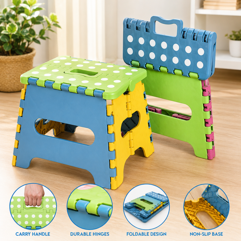 Folding Step Stool Plastic Durable Easy Foldable