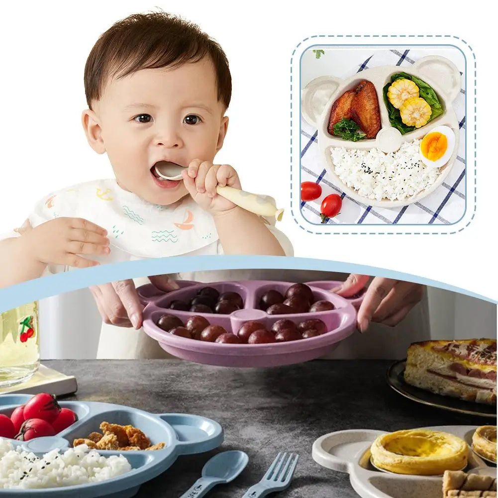 Pack of 3 Panda Shape Kids Plate – 3 Compartment Cartoon Dinner Plate