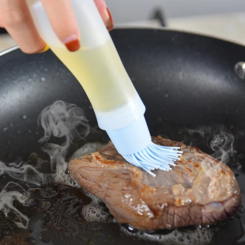 BBQ Oil Brush Bottle – Silicone Basting Brush with Dispenser
