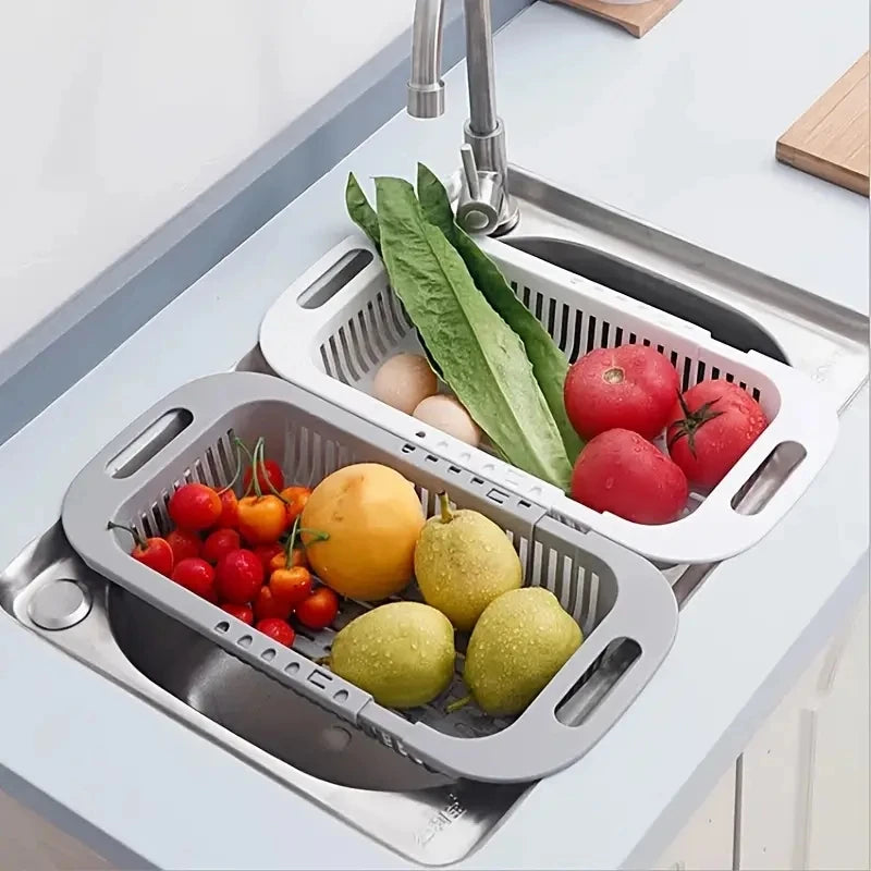 Adjustable Vegetable Drain Rectangular Plastic Basket