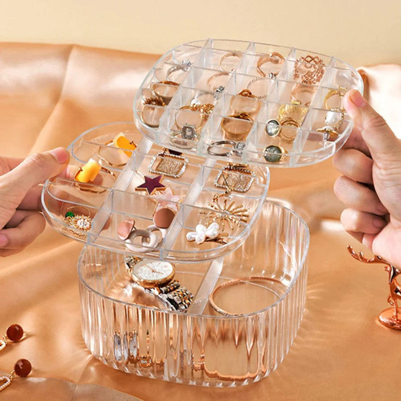 Elegant Transparent Crystal Jewelry Storage Box – Multi-Layer Acrylic Jewellery Organizer Case