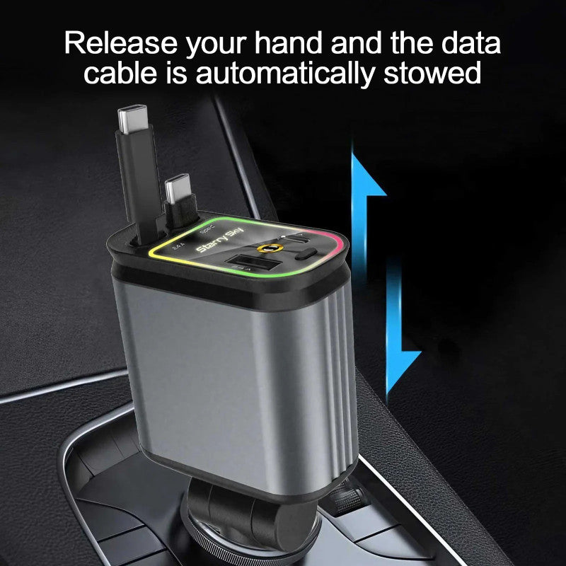 45W Car Phone Charger – Multi-Port Fast Charging USB A + Type-C Car Adapter