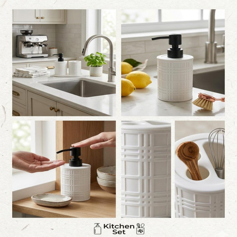 Luxury Soap Dispenser with Toothbrush Holder – Bathroom Counter Organizer Set