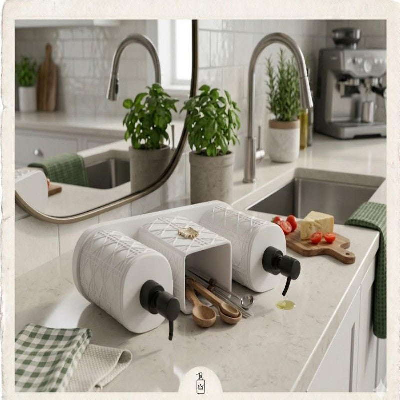 Luxury Bathroom Toilet Set Pack of 3 – Soap Dispenser & Toothbrush Holder Organizer Set
