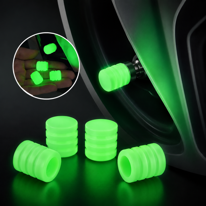 Car and Bike Wheel Tire Rim Glow Radium Light Air Valve Cap Universal for Cars, Trucks, Motorcycles and Bikes