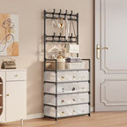 Multi-Functional Dust Proof Shoe Rack with Coat & Hat Stand – Space Saving Organizer with Drawers